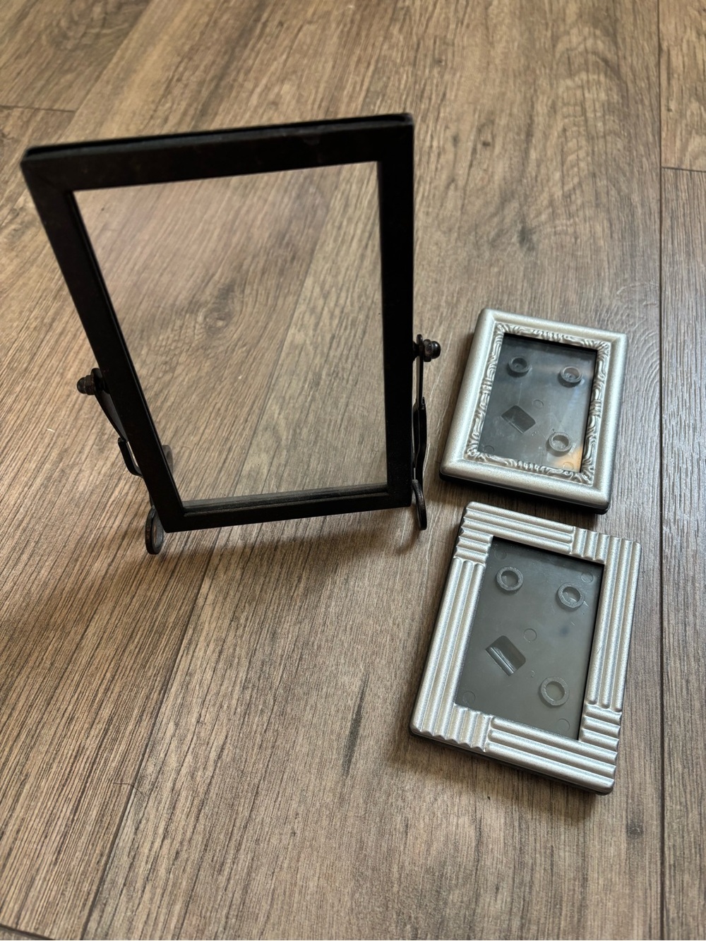 Black Metal Tabletop Frame with Two Silver Accent Photo Frames
